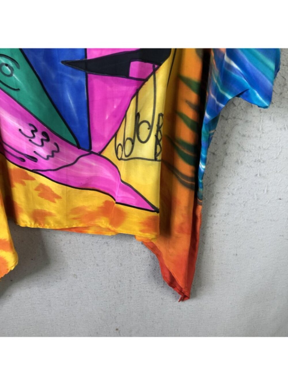 Dilemma Tunic Top Womens One Size Multicolor Abstract Silk Artsy Boho Oversized - Picture 16 of 16